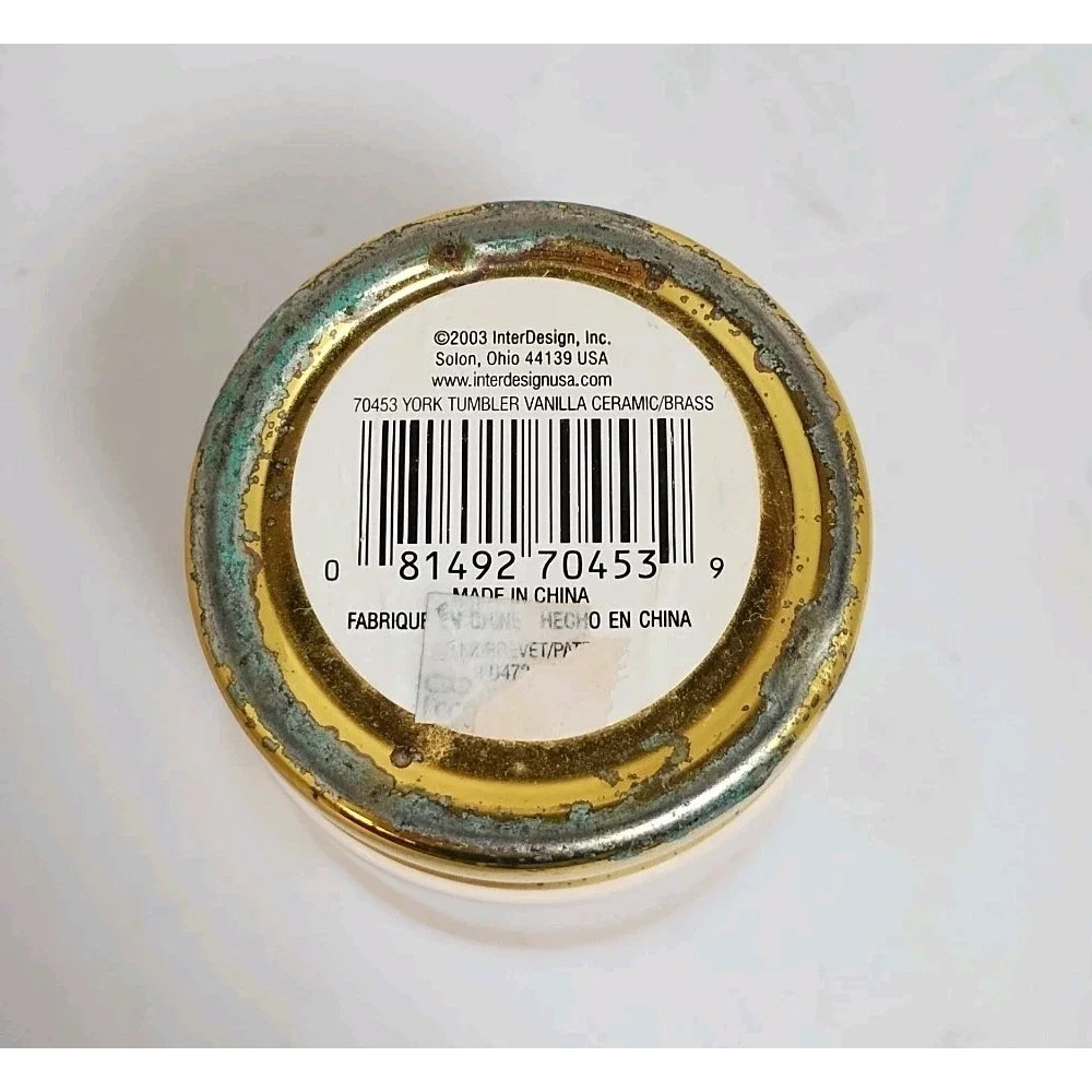 Vintage InterDesign York Bath Tumbler Cup‎ Brass Vanilla